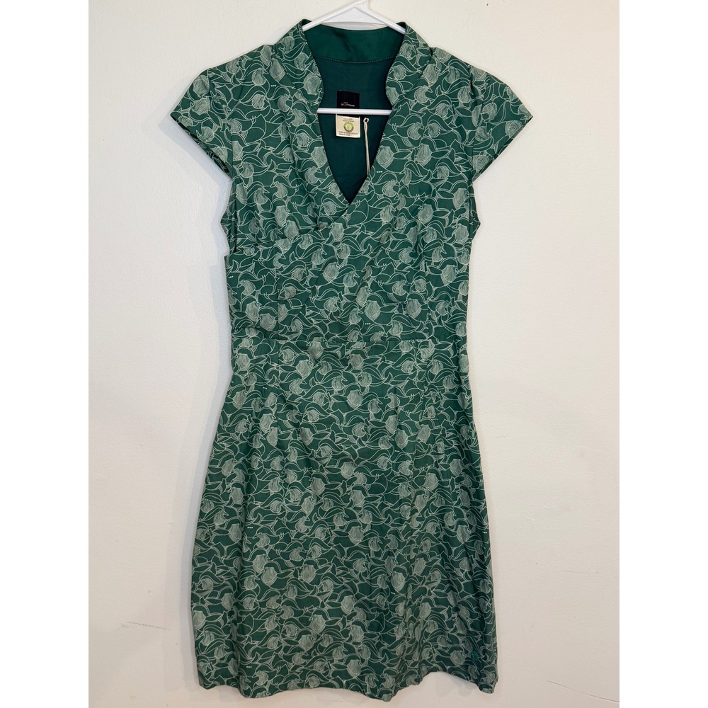 NWT SKFK Skunkfunk Aulli Mandarin Collar Dress‎ Green Sz 1 US 4 XS Sustainable
